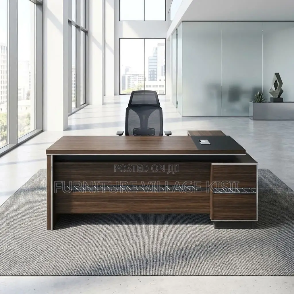 1800mm Brown Executive L-Shaped Office Desk