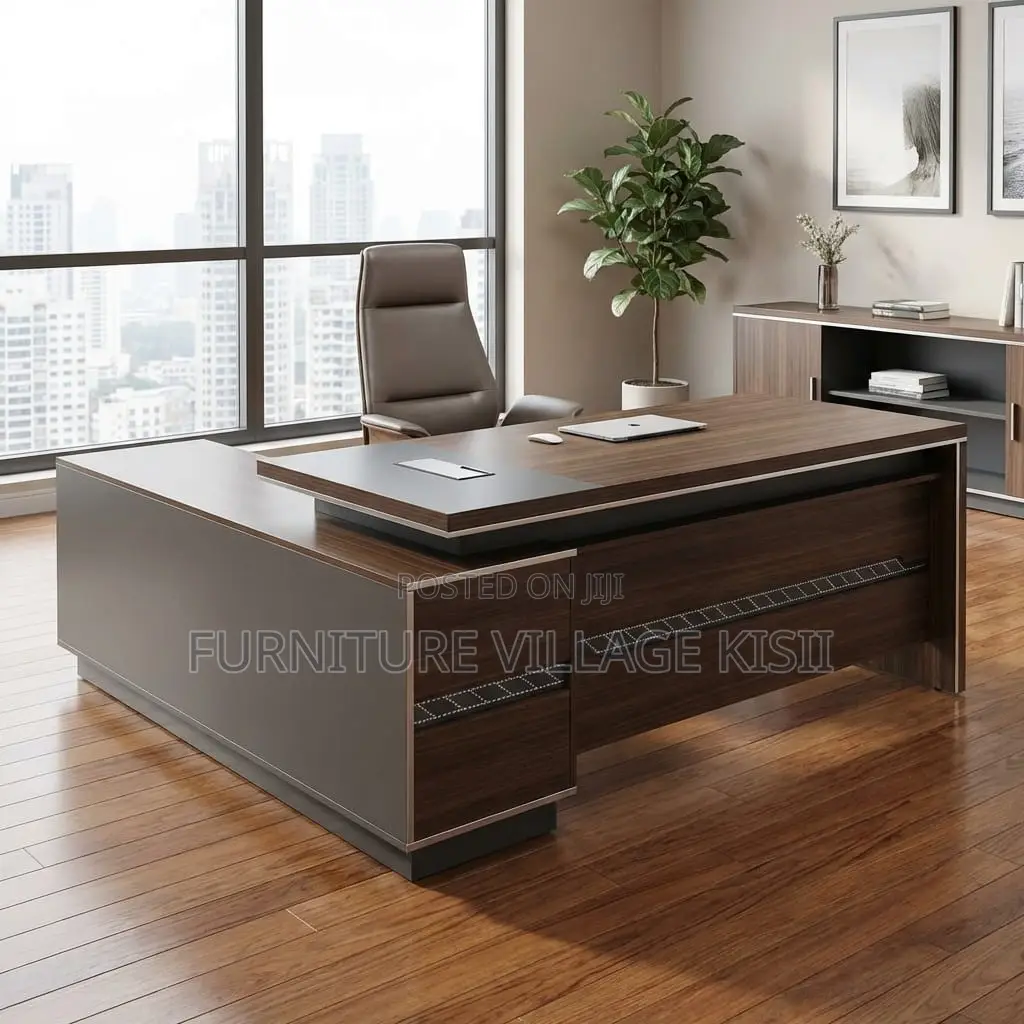 1800mm Brown Executive L-Shaped Office Desk