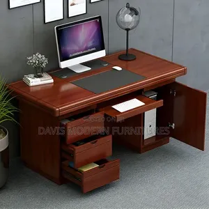 Mohagany Finish Office Desk With Drawers