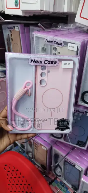 Pink MagSafe Silicone Case With a Wrist Strap a Samsung Galaxy A16