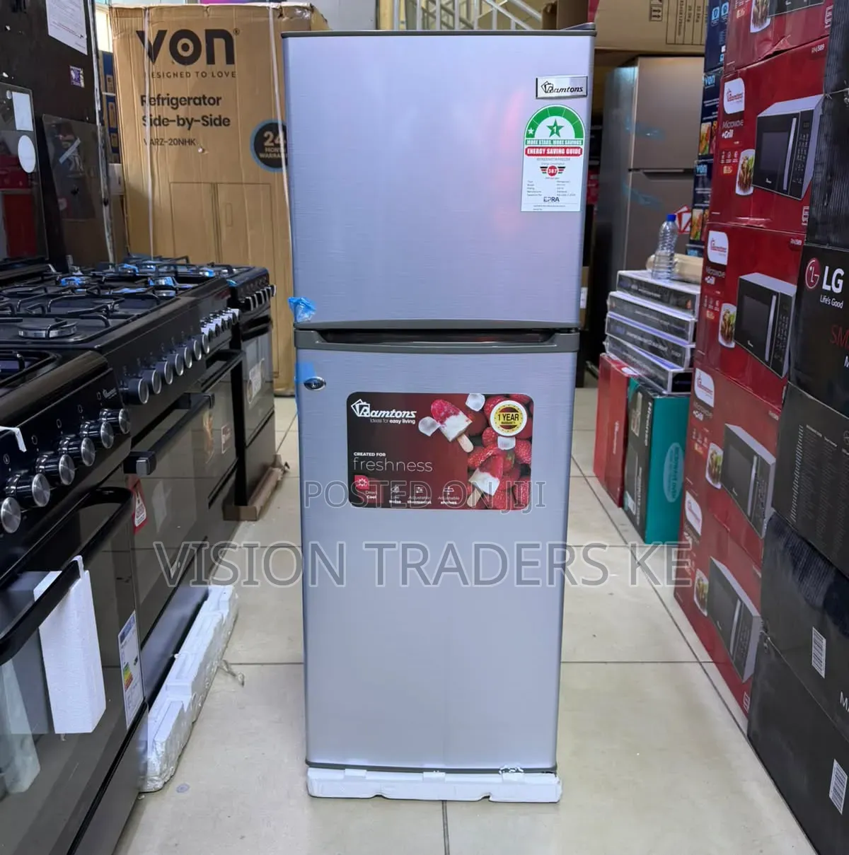 Ramtons 128 Liters Double Door Direct Cool Fridge, Silver- Rf/173.