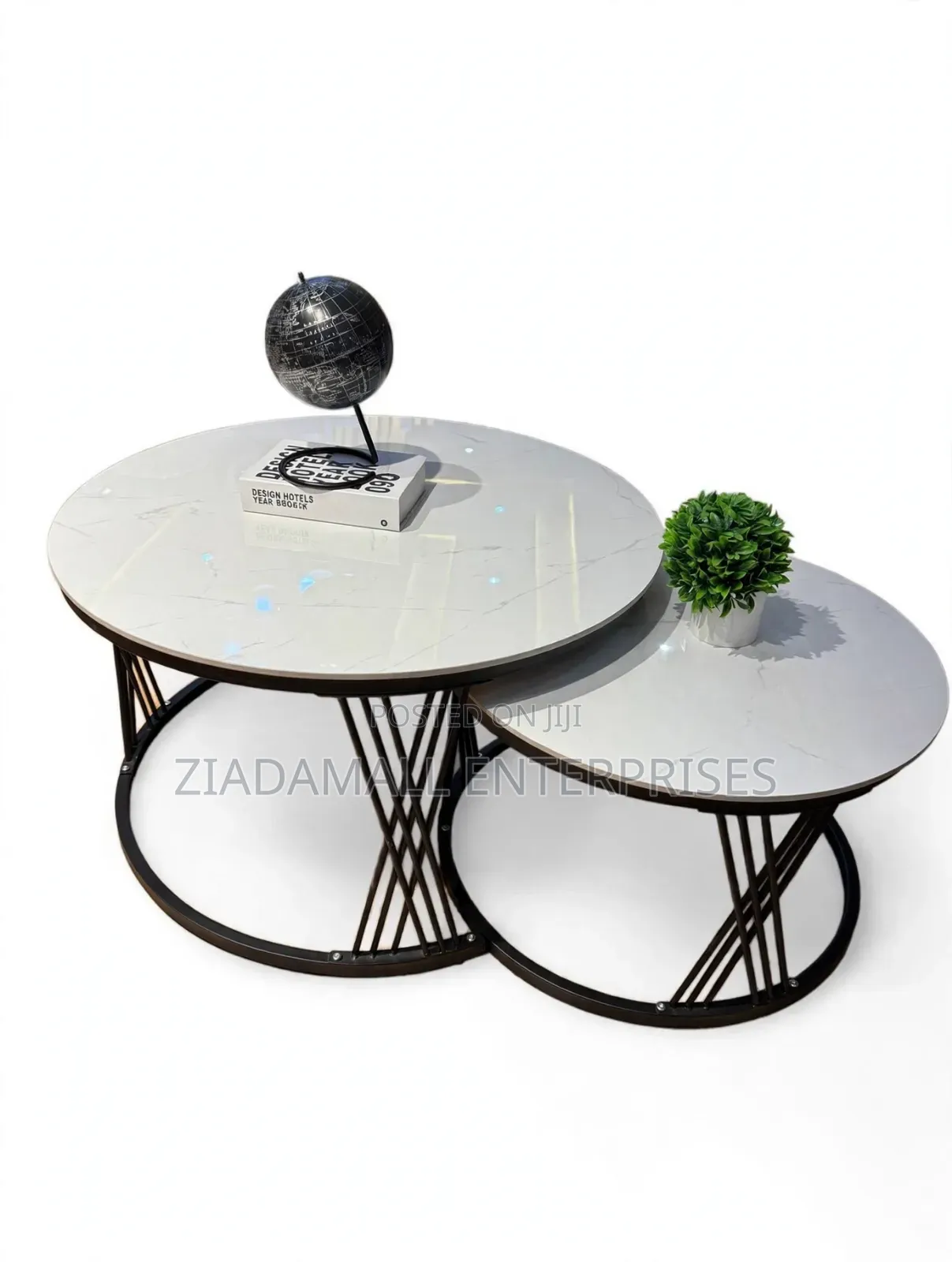 Luxury 2in1 Pure Marble Nesting Tables With Black Stand **Sks,*