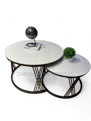 Luxury 2in1 Pure Marble Nesting Tables With Black Stand **Sks,*