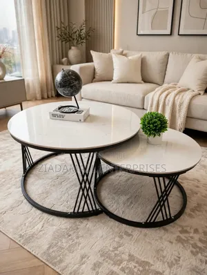Luxury 2in1 Pure Marble Nesting Tables With Black Stand **Sks,*