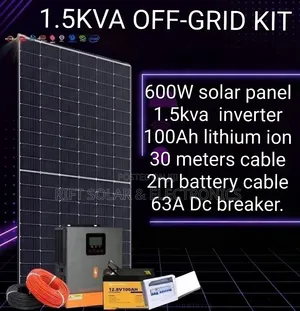 1.5kva - 100Ah Lithium Battery - 600 Watts Full Package