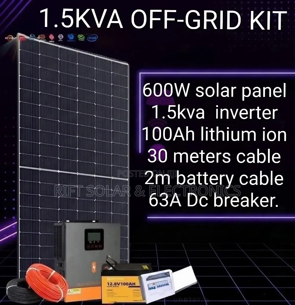 1.5kva - 100Ah Lithium Battery - 600 Watts Full Package