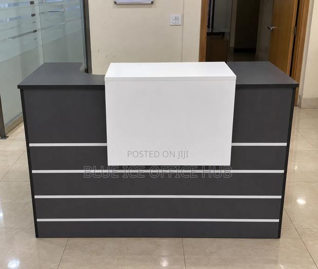 Grey Office Reception Counter – Modern Front Desk - thumbnail 5