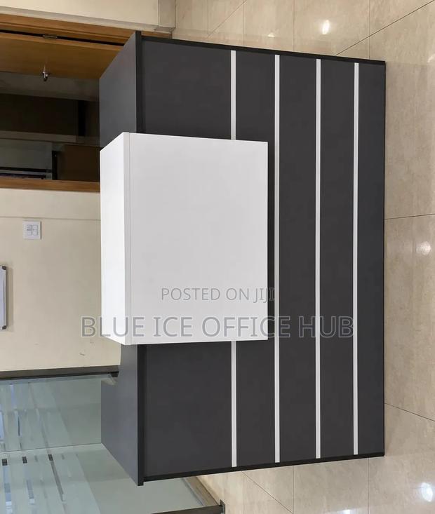Grey Office Reception Counter – Modern Front Desk - thumbnail 2