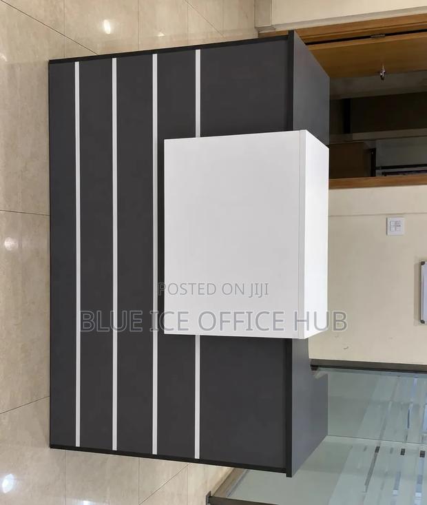 Grey Office Reception Counter – Modern Front Desk - thumbnail 3
