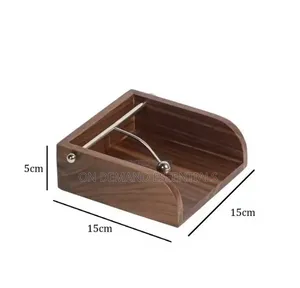 Walnut Wood Serviette Holder With Metal Weighted Bar