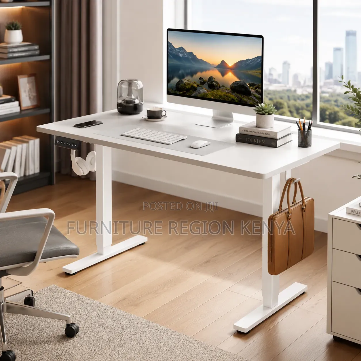 Electric Height-Adjustable Desk, White