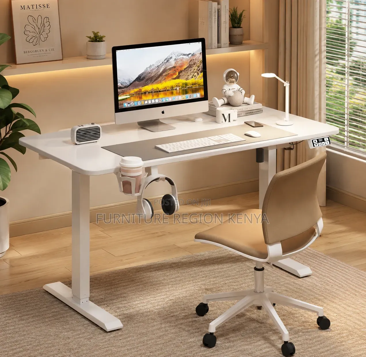 Electric Height-Adjustable Desk, White