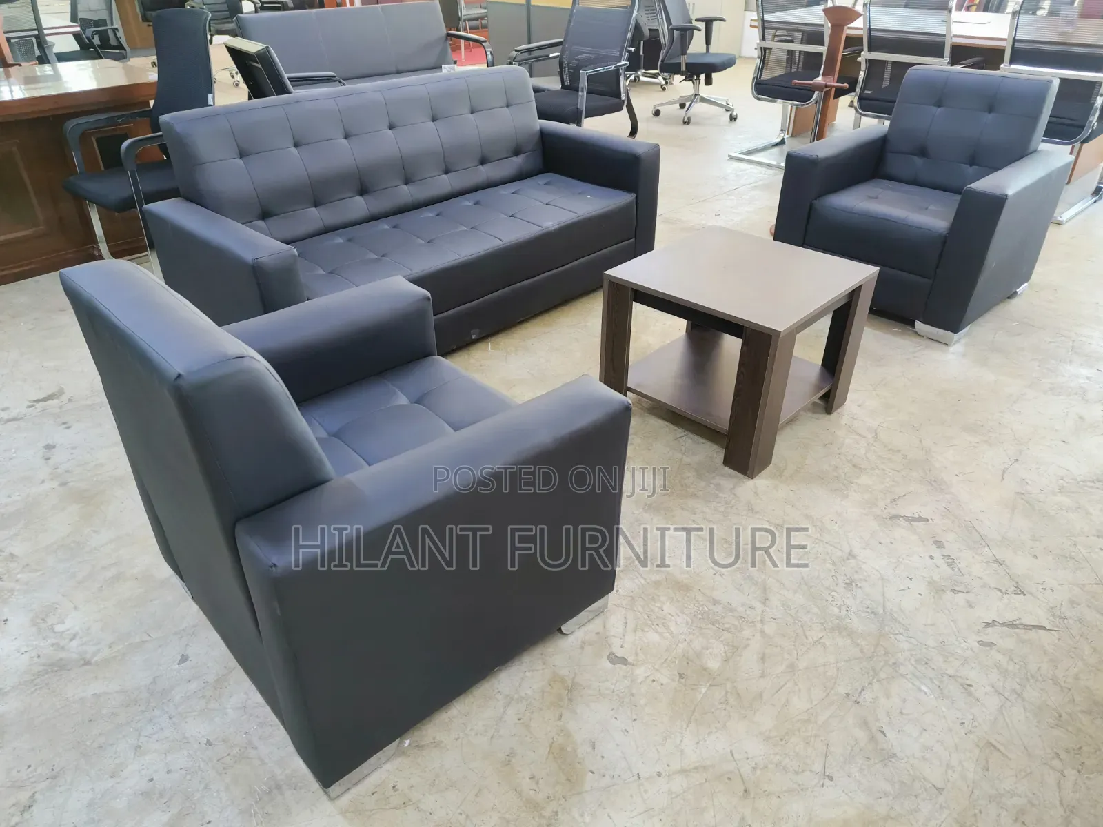 Executive 5 Seater Leather Office Sofa