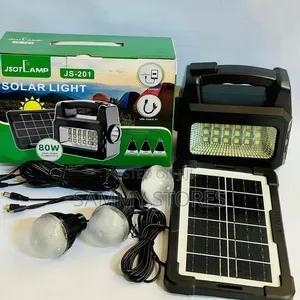 Portable Solar Panel, 3 LED Bulbs, USB Fast Charging Emergency Light