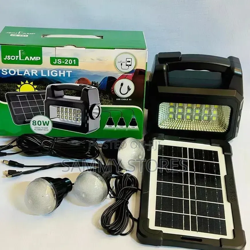Portable Solar Panel, 3 LED Bulbs, USB Fast Charging Emergency Light