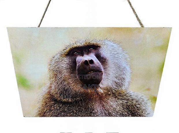 Baboon Wildlife Wooden Wall Hanging Art/Plaque ~ 30x20. Free Delivery