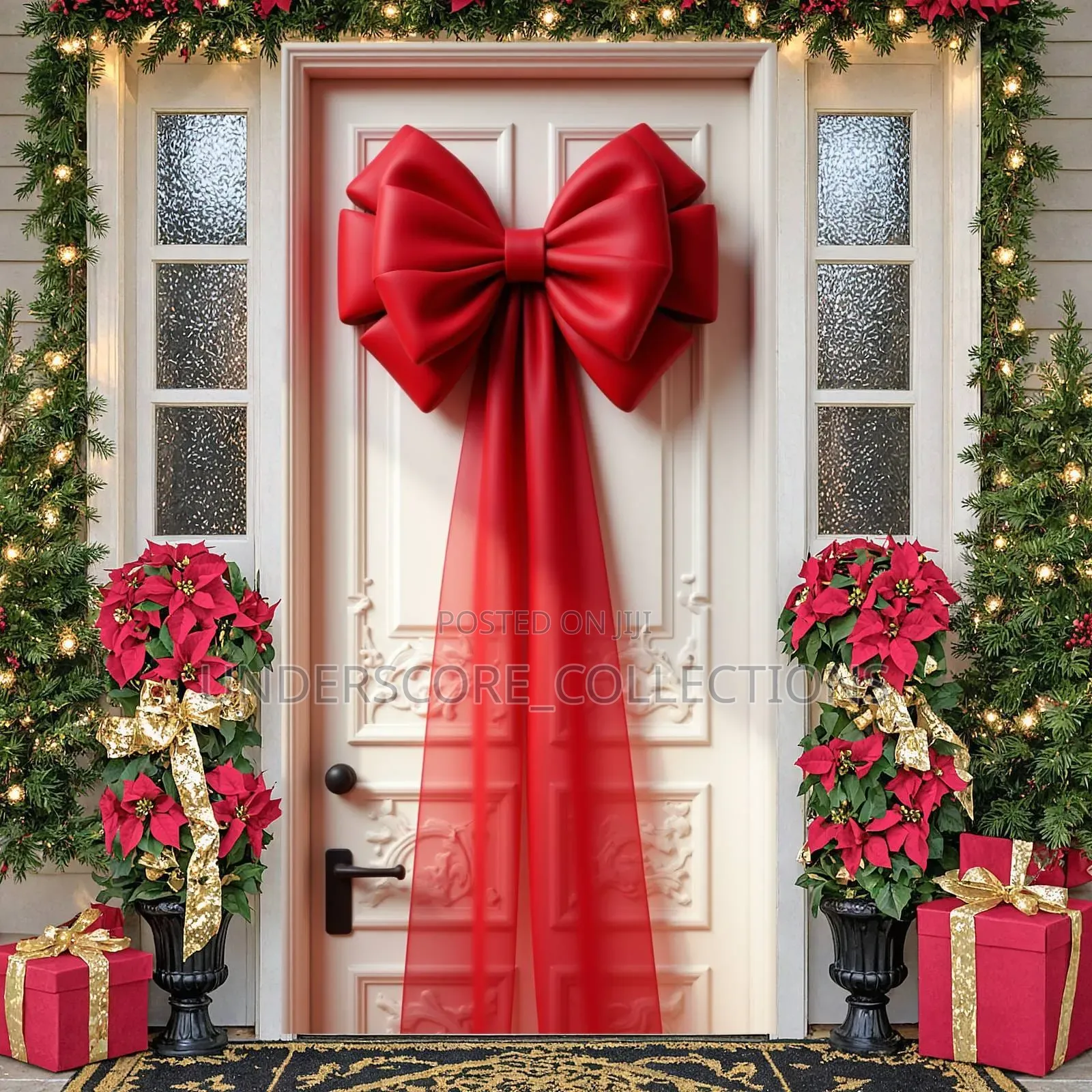 *Red Decorative Bow Banner Large Size Christmas Door Display Bow Shape