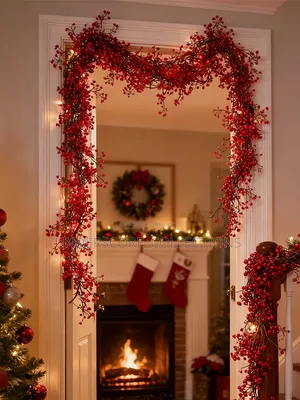 *1.8m Artificial Hanging Plants Garland Plastic Red Ferns Fake Ivy