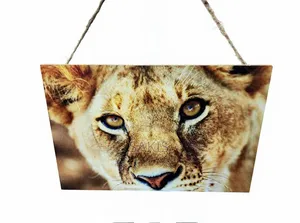 Beautiful Lion Cub Wooden Hanging Wall Art. Free Delivery