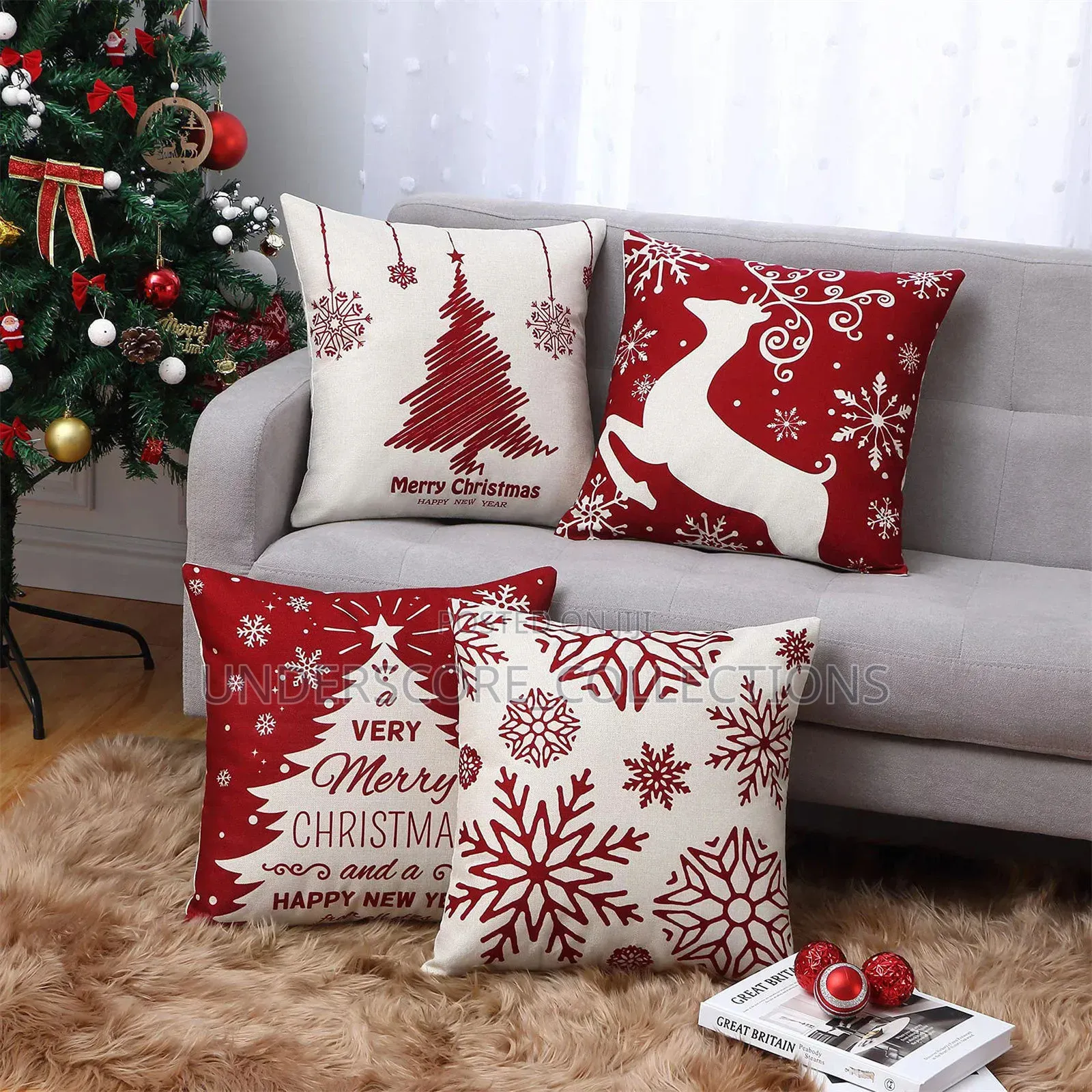 *5pc Set Cushion Cover 45x45 Christmas Decorations for Home Santa