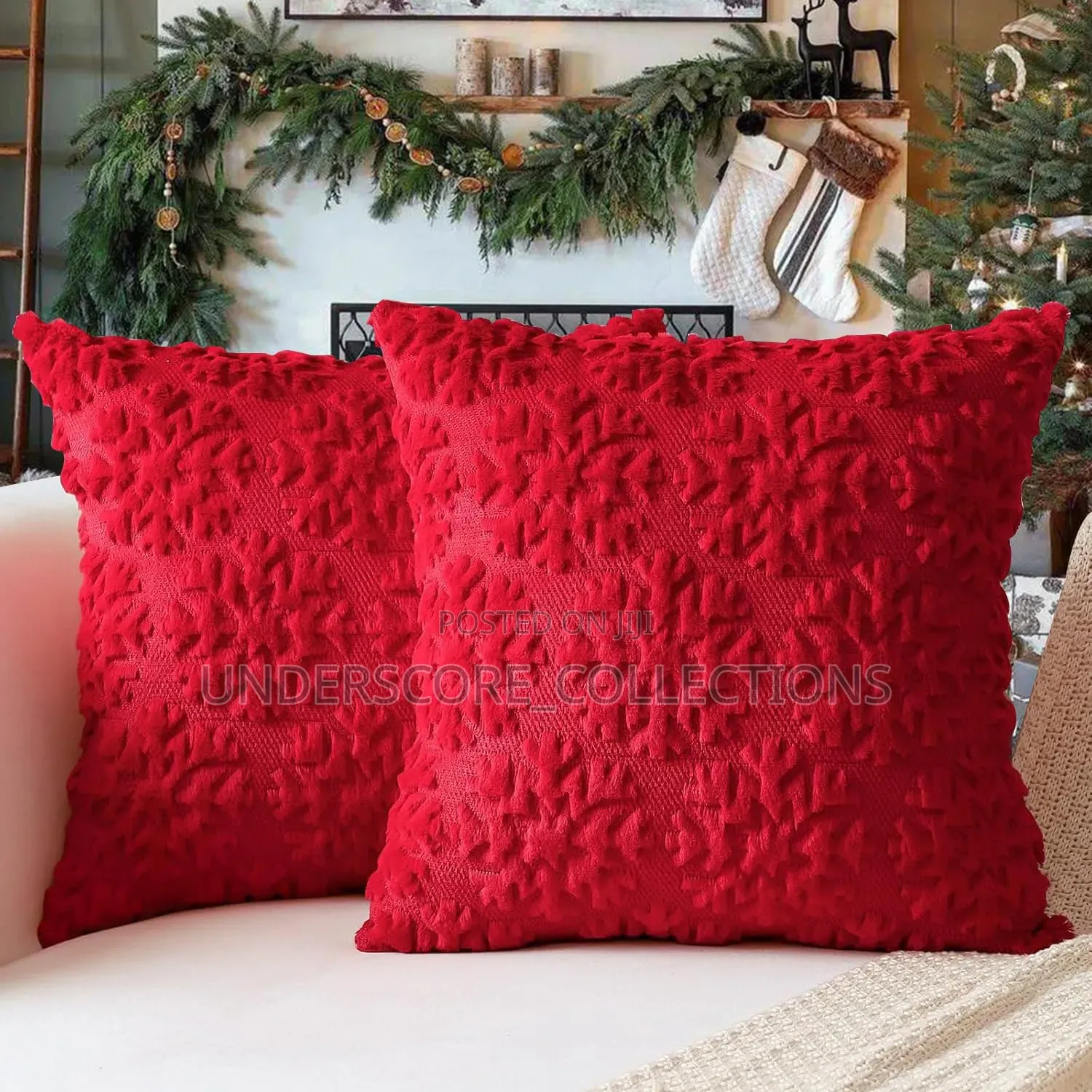 *Christmas Pillow Covers Soft Faux Rabbit Fur Snowflakes 45x45CM Throw
