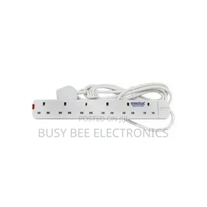 Power King 6 Way Power Extension Cable - White