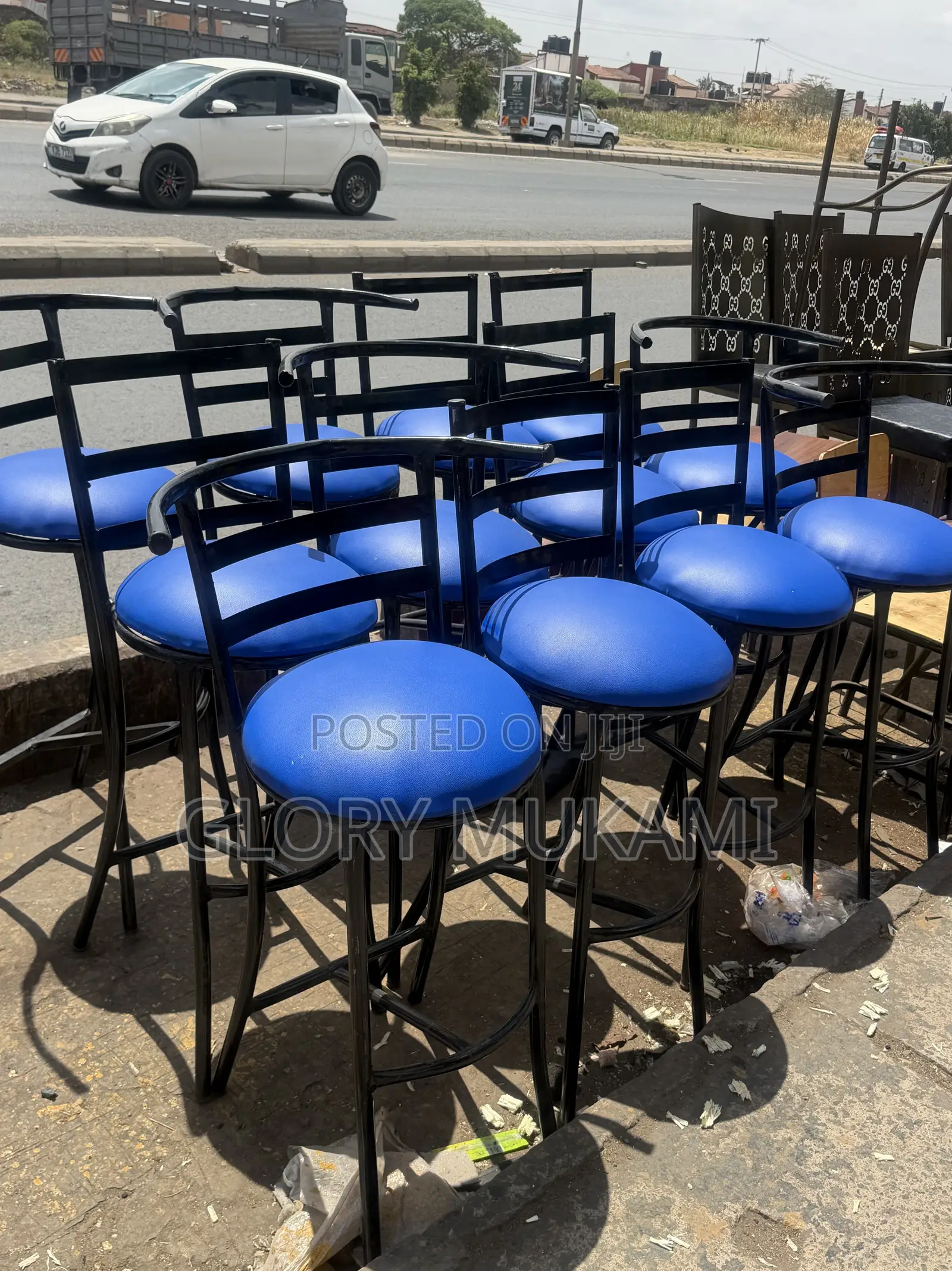 Blue Bar High Stool Chairs