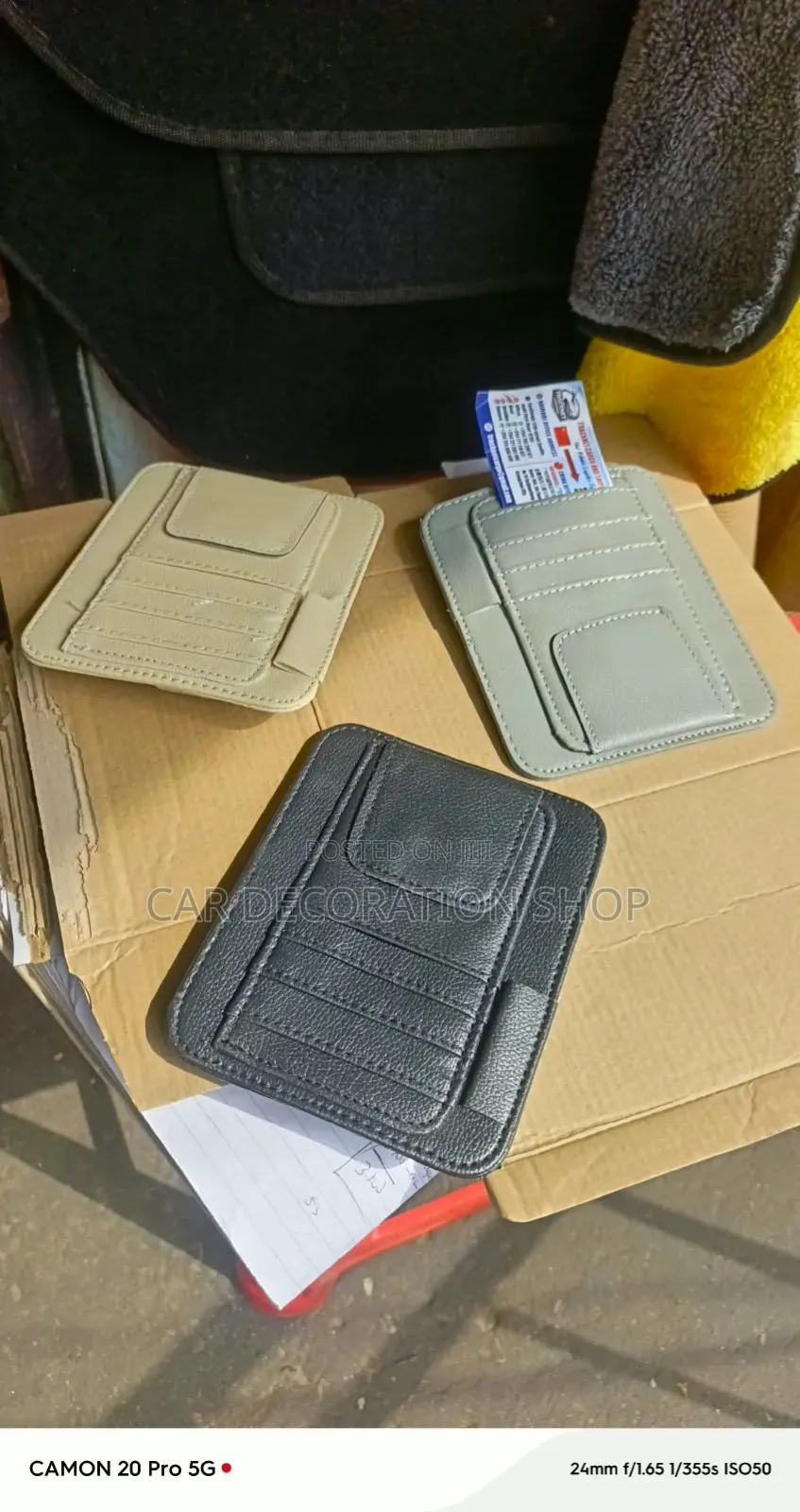 Pu Leather Sun Visor Interior Organizer