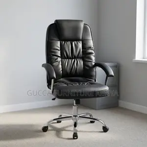 Leather Study Chair With Fixed Armrest