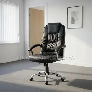 Leather Study Chair With Fixed Armrest