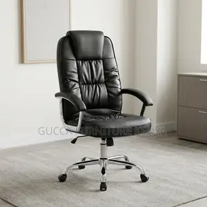 Leather Study Chair With Fixed Armrest