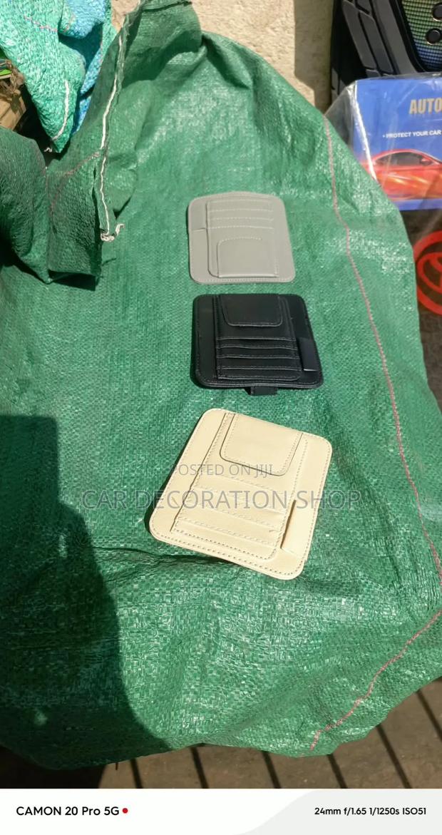 Pebbled Pu Leather Sun Visor Organizer for Essential Cards - main view