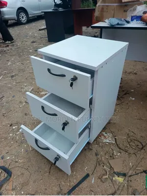 White Pedestal /Three Drawers