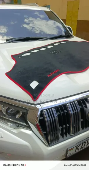 Alphard 2004_2014 Embroidered in Red Dashboard Cover Wit Red Trimming