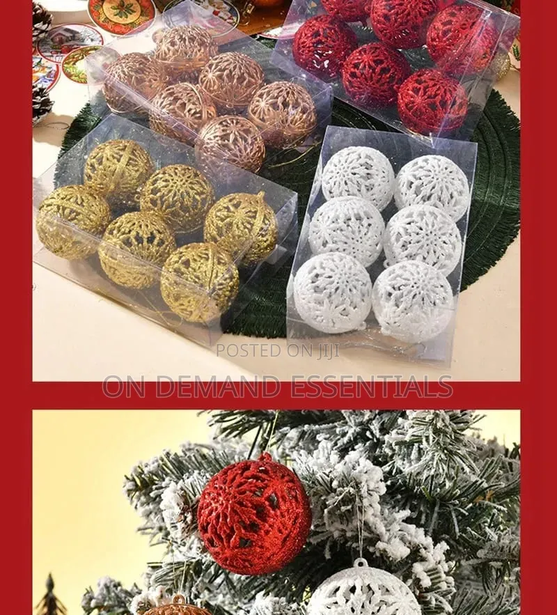 *6Pcs 6CM Christmas Balls Christmas Tree Ornaments Hanging Xmas