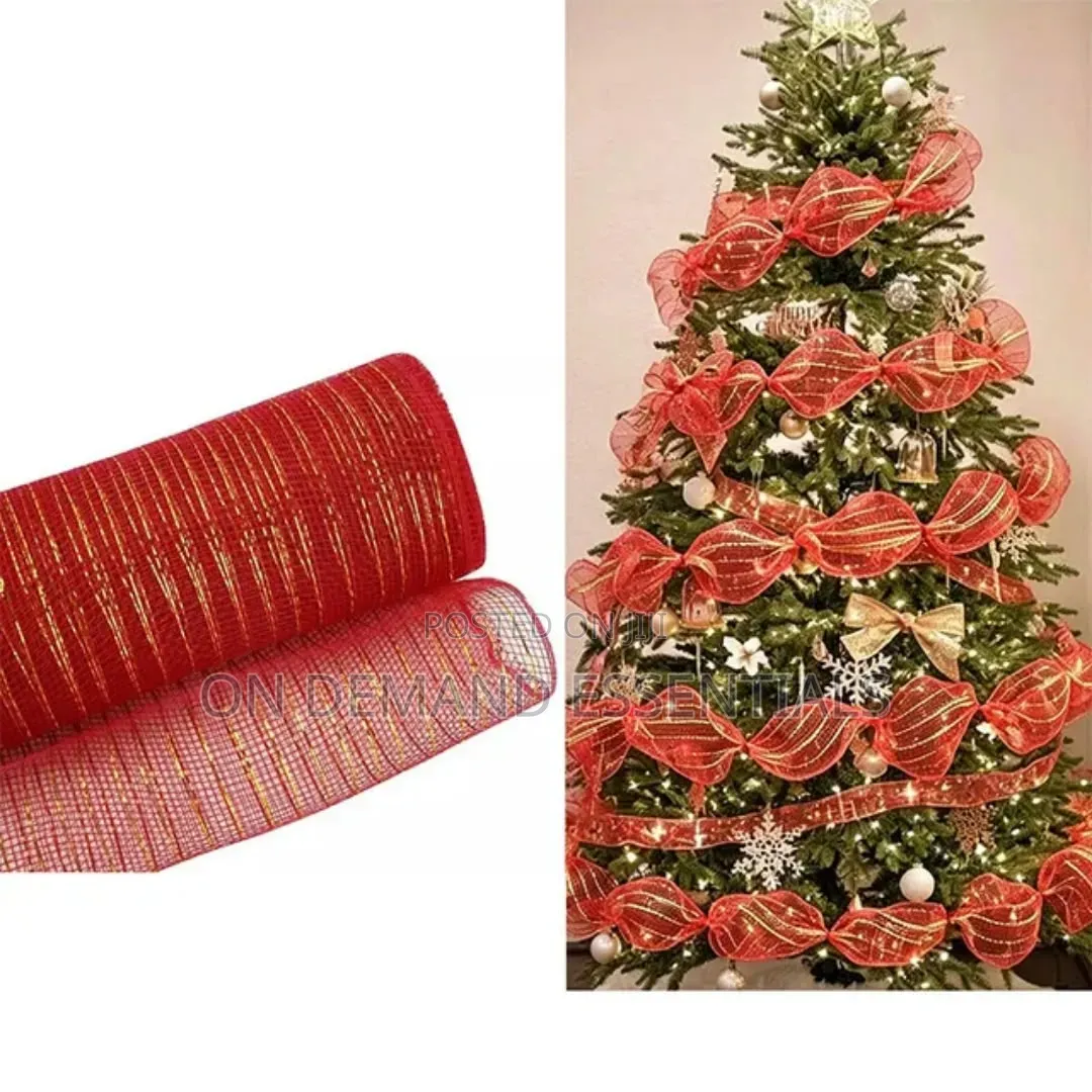 53cm 10 Yards Mesh Ribbon DIY Xmas Tree Glitter Mesh Roll