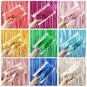 Party Metallic Foil Fringe Backdrop Curtains – Different Colors