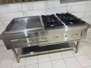 Stainless Steel Commercial 4 Gas Burner and Gas Griddle 1.8m Length