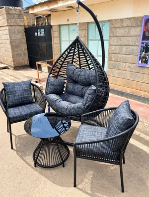 Luxury Hanging Chair + 2 Outdoor Chairs & Coffee Table | Patio Set