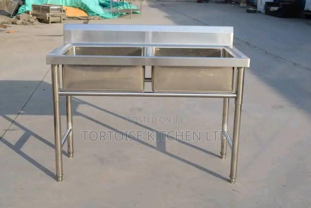 2 Compartment Stainless Steel Sink or a Double-Basin Commercial Sink