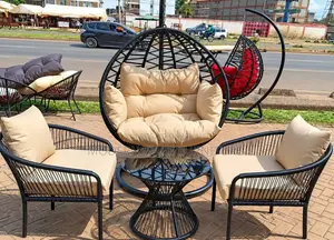 Outdoor Patio Chairs & Glass Coffee Table
