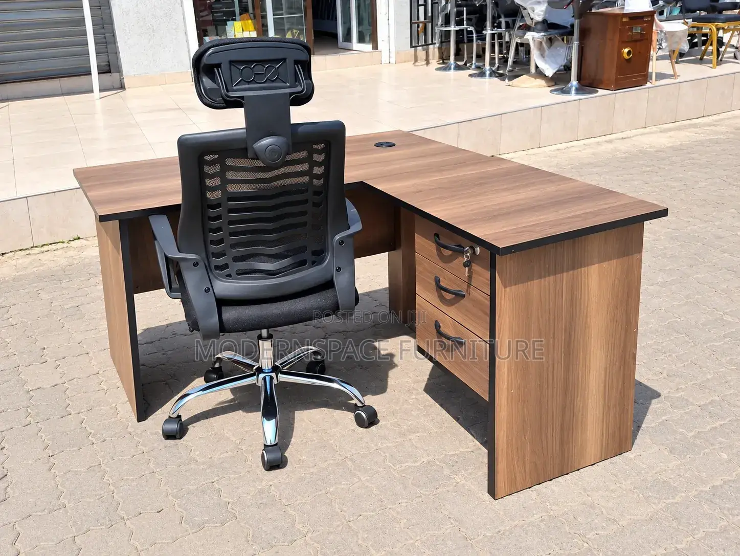 Executive L-Shaped Office Desk + Ergonomic Chair