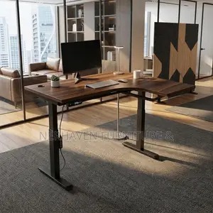 L-Shaped Height Adjustable Electric Desk – Executive Workstation