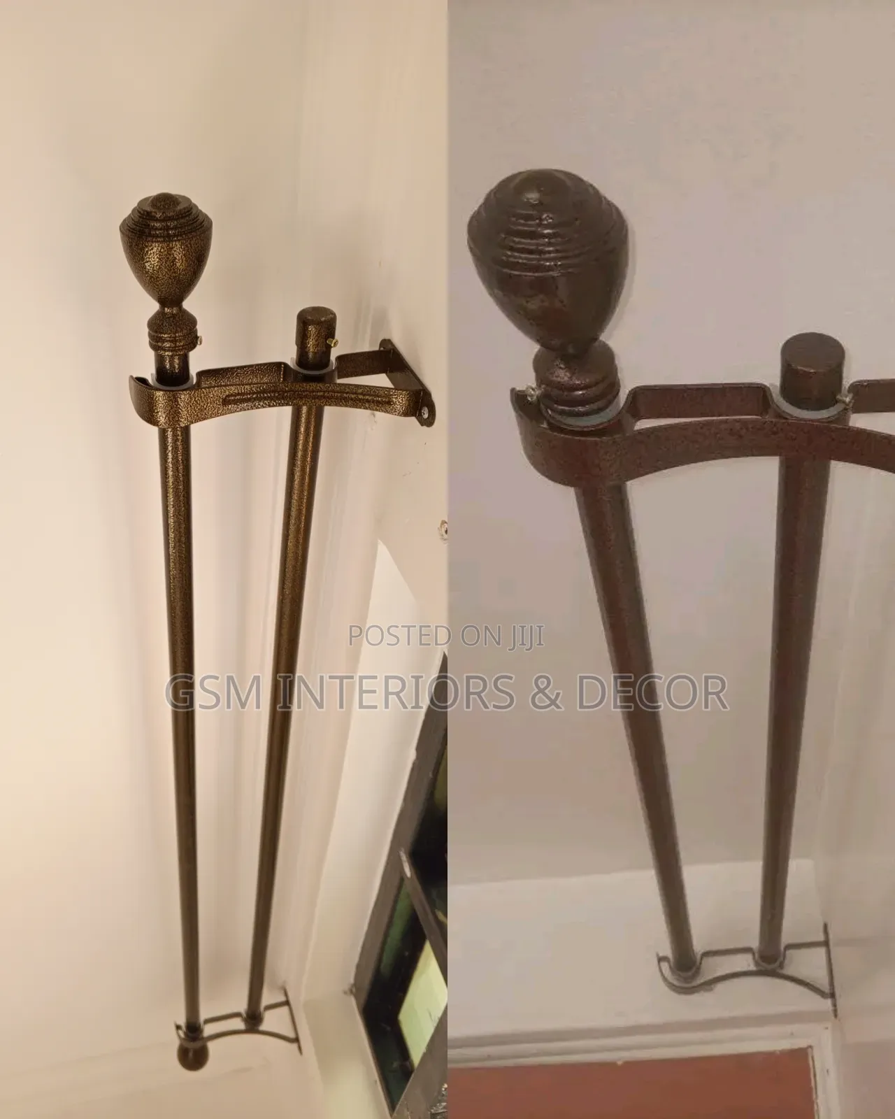 Strong Curtain Rods With Wall Brackets and Ceiling Brackets