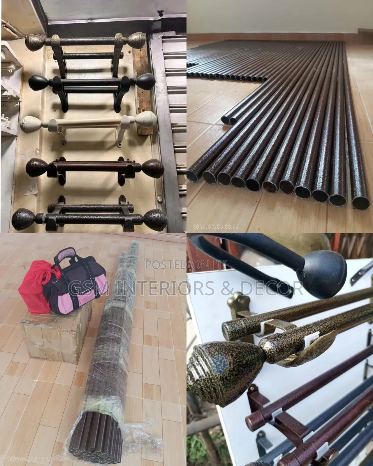 Juakali Curtain Rods in Black, Grey and Silver Coated Per Meter