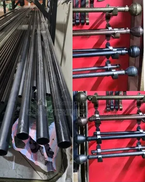 Ash Grey Powdered Curtain Rods in Dotted Silver Per Meter