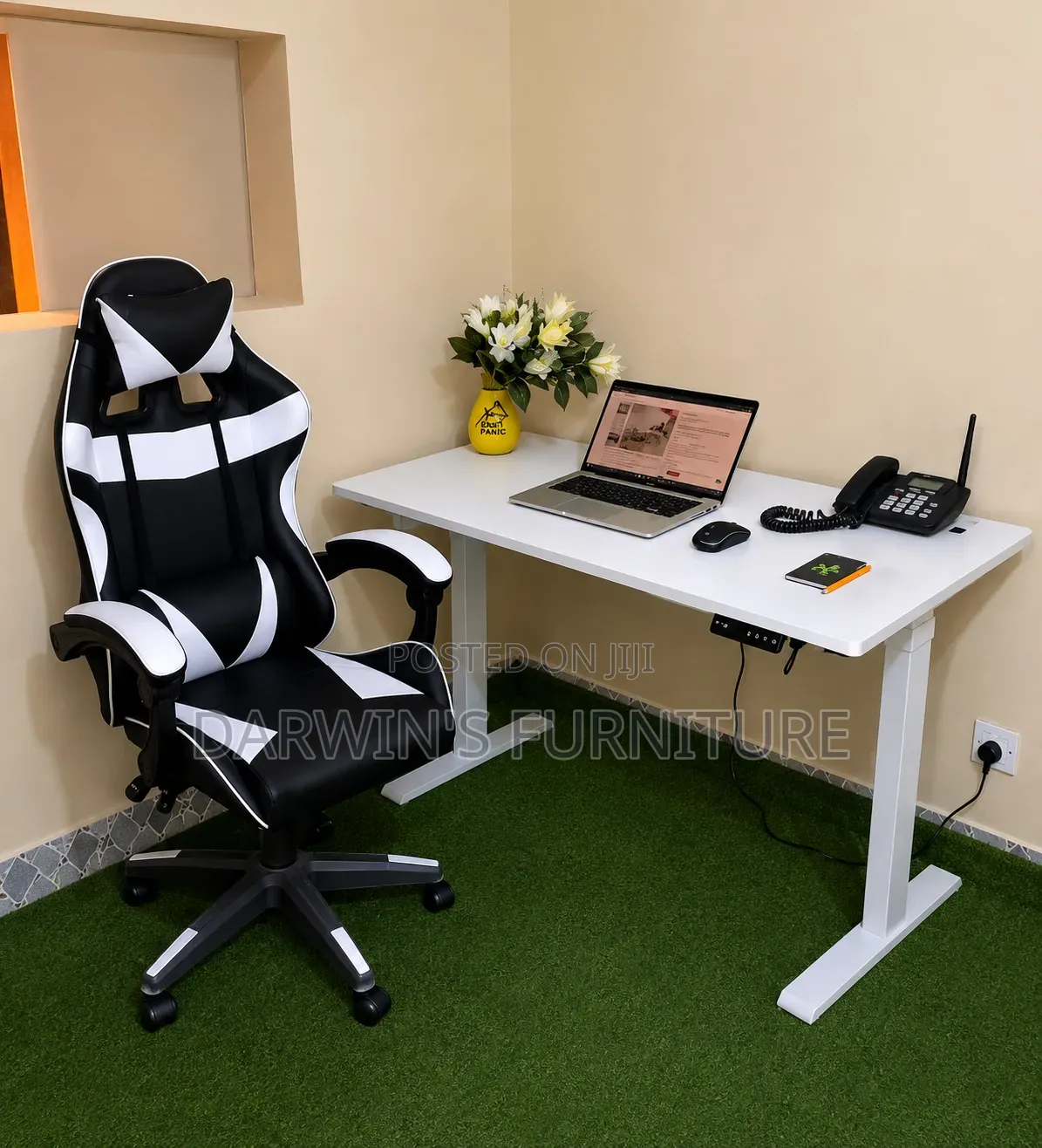 Adjustable Electric Standing Table and a Gaming Chair