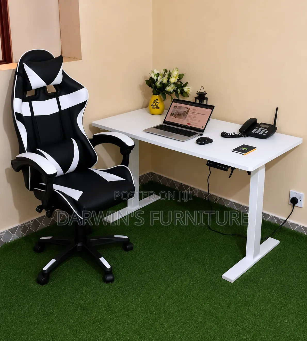 Adjustable Electric Standing Table and a Gaming Chair