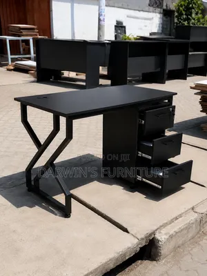 Black Metallic Table and Movable Drowers