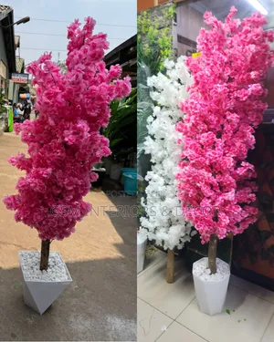 Artificial White and Pink Cherry Blossom Tall Plants for Salon/Spa